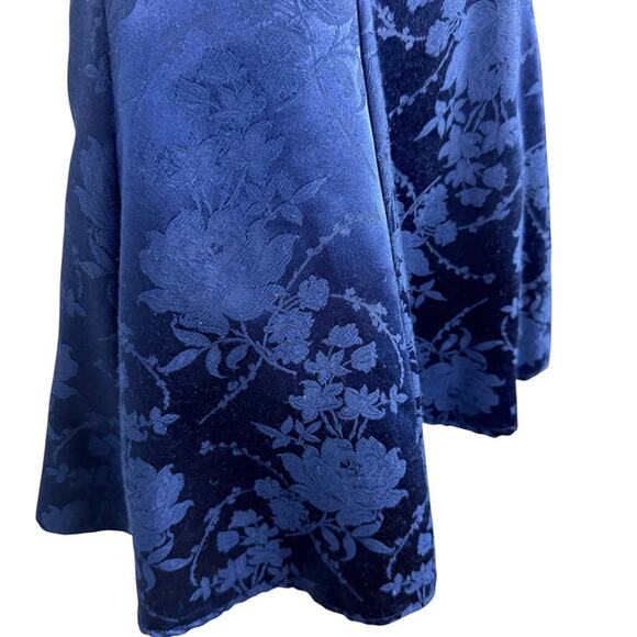 Maurices Vintage Navy Satin Floral Beaded Choker Halter 90s Y2K Prom Dress sz XS - Picture 2 of 15